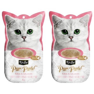 Kit Cat 呼嚕嚕肉泥 優質蛋白質 高適口性 含牛磺酸 維他命E添加 促進泌尿系統健康  鮪魚 + 鮭魚  60g  2包