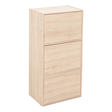 LiFArt 日系簡約附門三層收納櫃  42 x 28.2 x 89cm  白橡木色