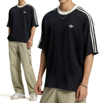 Adidas Ovsz Tee U 男款 女款 黑色 三葉草 寬鬆 落肩 運動 休閒 短袖 KT7778