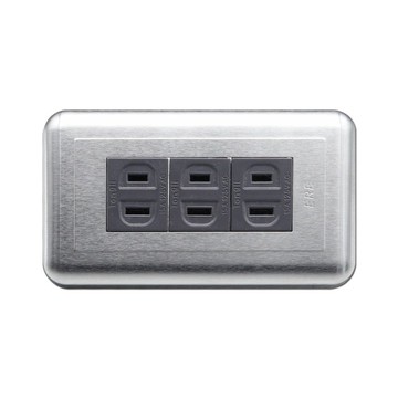 【朝日電工】 DS-3S 工業風白鐵組合式三暗插座組