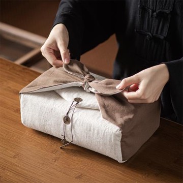 日式棉麻茶具收納包袋家用戶外便攜整套茶具大容量布藝收納盒包袋