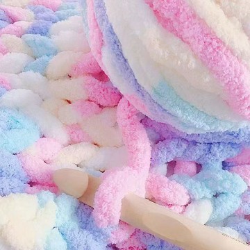 🌈臺灣熱賣🌈尾巴圍巾小團貓尾超粗冰條加厚線手工毯子diy編織毛毯送男女朋友