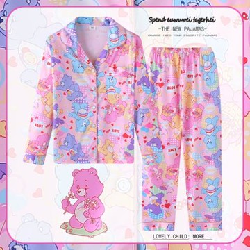 兒童CareBears睡衣褲套裝女童女孩中大童3-4-5-6-7-8-9-10-11周歲