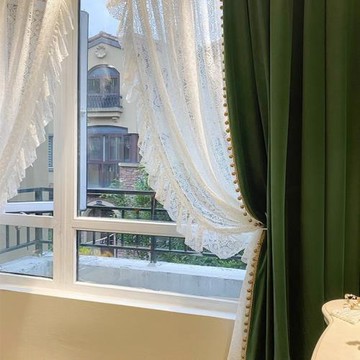 跨境專供北歐高檔客廳臥室遮光加厚絨布包含花邊裝飾成品窗簾