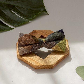 【黑禮帽】日式拼接綠領結-就像漫步森林中的綠色拼接領結