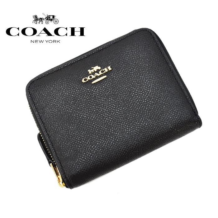 美品】COACH コーチ 二つ折り財布 ブラック レザー コの字