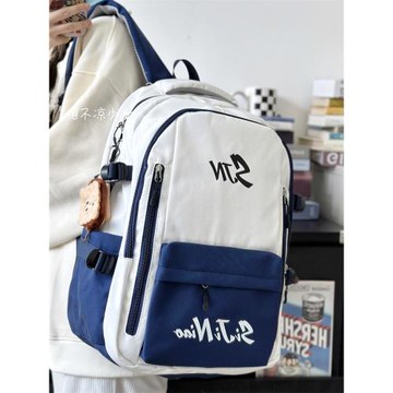 日系撞色初中生大容量書包女高中學生小眾設計雙肩包美式復古背包