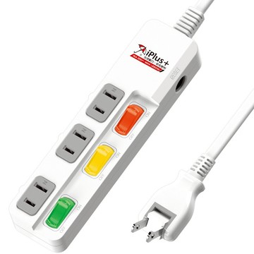 【保護傘】3切3座抗雷擊2P延長線4.5M(PU-2335)