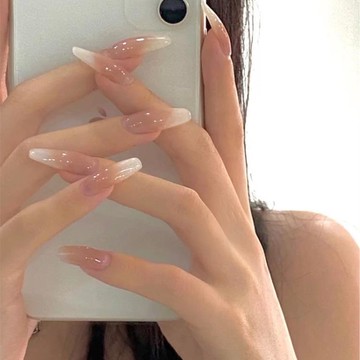 光療美甲貼片穿戴式甲片網紅歐式漸變冰透裸學生新娘成品【摩可美家】