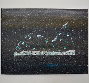 點點 外太空 外星球 山 地理 細胞 壓克力顏料創作