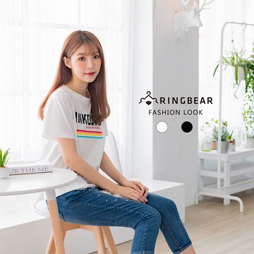 棉T-韓版休閒時尚圓領加大英文印花純棉寬鬆短袖T恤(白.黑L-3L)-T317眼圈熊中大尺碼