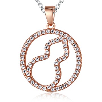 925純銀項鍊．幸運葫蘆．八心八箭．玫金