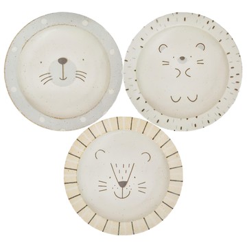 AWASAKA 粟坂 Mogu Mogu 湯盤3入組  直徑22.5 x 5cm 1.9kg  萌萌動物 米白色  1組