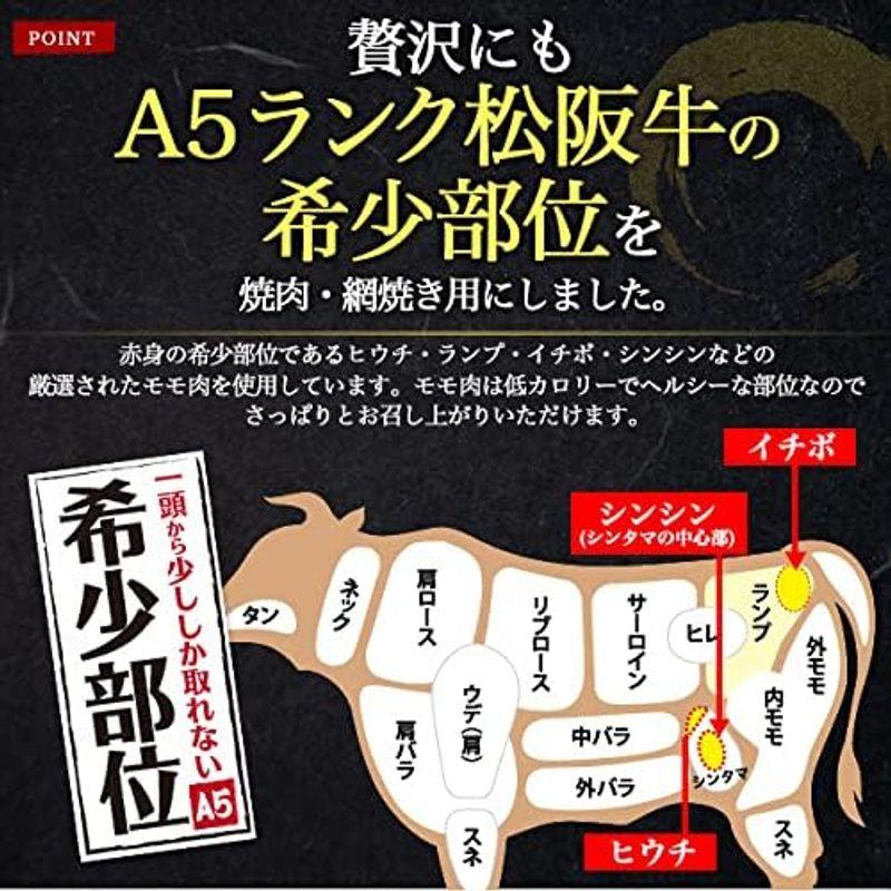 松坂牛 黒毛和牛 A5ランク 盛り合わせ 400g 雅 焼肉 モモ肉 花盛り ヒウチ ランプ イチボ シンシン 2種類の 焼き肉のたれ