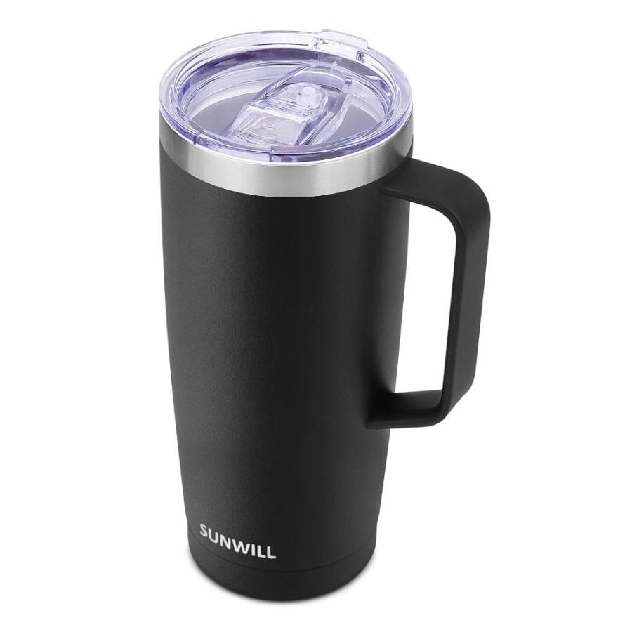 SUNWILL Travel Coffee Mug With Handle, Insulated Tumbler Lid