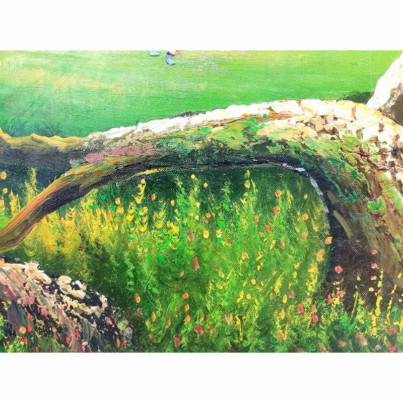 手描き油絵 鷹＆象 インテリア絵画 肉筆油絵 アートパネル 90