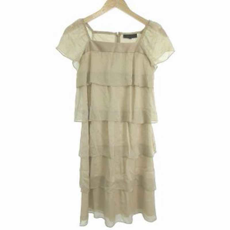 中古 アンタイトル Untitled ワンピース スクエアネック ティアード ひざ丈 半袖 2 ベージュ Nn34 レディース 通販 Lineポイント最大1 0 Get Lineショッピング