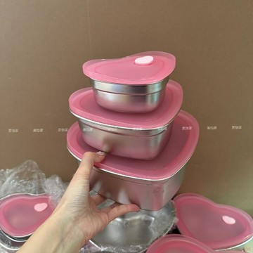 桃園出貨✨美怡家304不鏽鋼密封保鮮盒飯盒特厚可愛愛心小便當盒冰箱保鮮盒