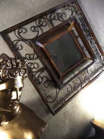 【EDEN】Vintage復古懷舊意大利鐵藝做舊鏤空&仿古玻璃裝飾壁飾A1入