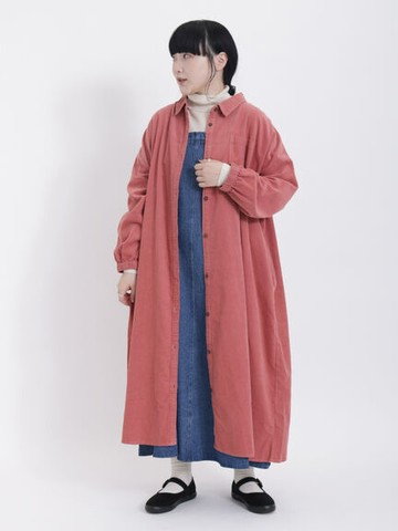 素面燈芯絨開襟襯衫式長袖洋裝(FL34L0H0480) - Samansa Mos2