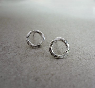 幾何系列 圈圈銀耳環-耳針