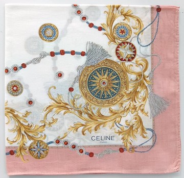 Celine 巴黎復古手帕巴洛克珠寶粉色 21 x 20 英寸