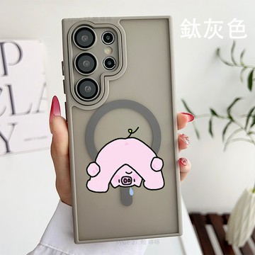 膚感磨砂手機殼 粉色小豬 磁吸保護殼 適用三星Galaxy A56 A36 A26 A55 A54 A16 S25防摔殼