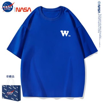 NASA聯名簡約純棉短袖男女原創美式潮牌Win印花T恤重磅情侶裝半袖