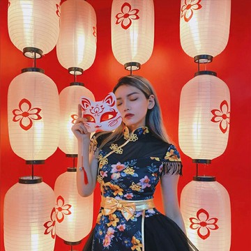 中國風燈籠墻背景裝飾仿古裝漢服大唐花名宿古風日式廣告冬瓜燈籠