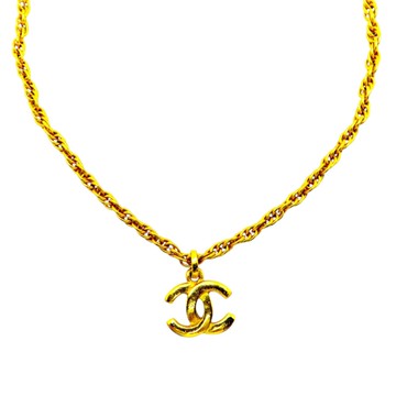 【二手名牌BRAND OFF】CHANEL 香奈兒 金色 合金 CC LOGO 項鍊