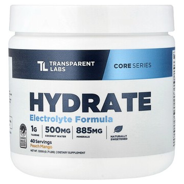 Transparent Labs, Core Series, Hydrate, Peach Mango, 0.71 lbs (320 g)