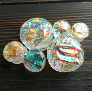 虹彩耳擴 0g 00g 星雲銀河彩虹樹脂耳環 LGBTQ