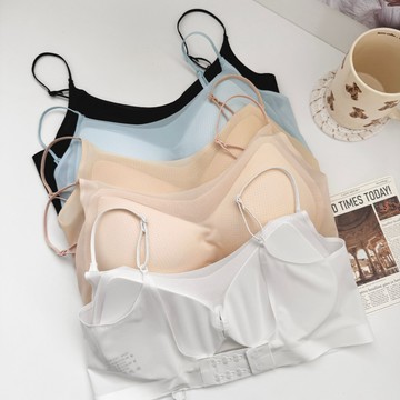 【FEE BABY】冰絲果凍感細肩帶無痕U美背內衣 BRA TOP🔥背扣式小可愛 交叉美背 女背心 隱形內衣 小胸內