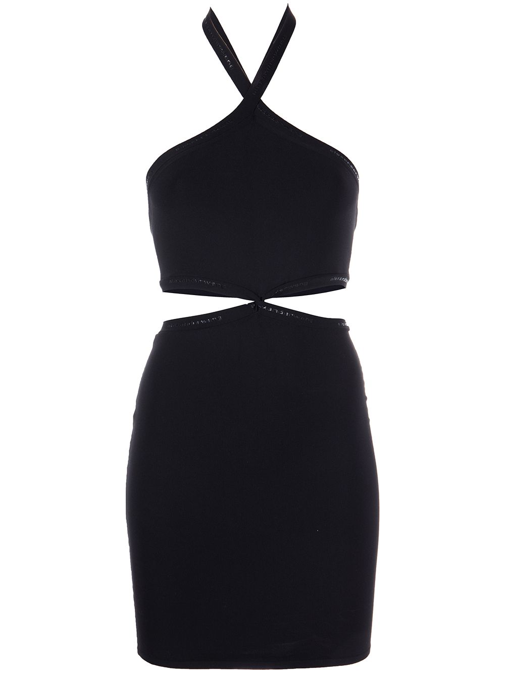 Alexander Wang - halterneck cut-out mini dress - women - Cotton - L - Black