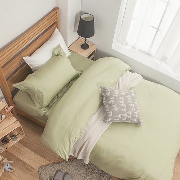 戀家小舖 100%精梳棉 床包 / 雙人加大【素色系列-果綠】含兩件枕套台灣製
