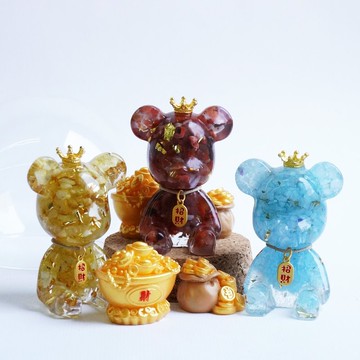 【Hourrae荷萊】客製化禮物 招財好運水晶球 招財吊牌熊水晶擺件