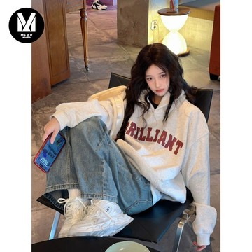 【MIMU】美式復古大學T男 oversize寬鬆衛衣 男女同款情侶款大學t 秋冬長袖衛衣 厚磅大學t 簡約復古連帽衛衣