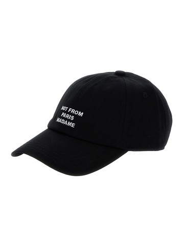 Drôle de Monsieur la Casquette Slogan Black Baseball Cap With Embroidery In Cotton Man