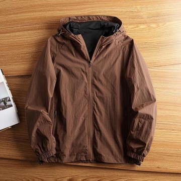 美式戶外輕薄防風防水沖鋒衣外套男寬松大碼簡約風衣春秋連帽夾克