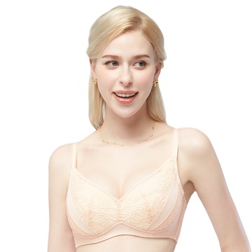 SWEAR 思薇爾 花菲系列 B-E罩 無鋼圈 蕾絲 包覆 女內衣(淡杏色)