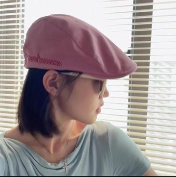 心動玫瑰粉/春夏季少女刺繡前進帽女俏皮復古報童帽顯臉小帽子男