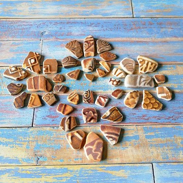 Sea Pottery shards 破碎的陶器棕碎馬賽克瓷磚 陶藝 /Broken Porcelain 老瓷器
