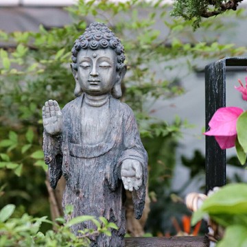 復古中式禪意佛像擺件茶室博古架花園陽臺庭院魚池造盆景裝飾布置