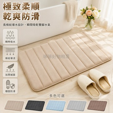 台灣出貨 浴室吸水地墊 防滑加厚條紋 40*60cm 50*80cm 居家入口門廳 衛浴防滑腳墊