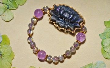 純手工進口14K包金繞線紫蓮花手鏈