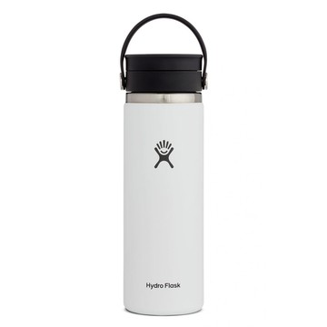 【【蘋果戶外】】Hydro Flask【旋轉咖啡蓋 / 寬口 / 591ml】20oz 經典白 美國不鏽鋼保溫保冰瓶 保冷保溫瓶 不含雙酚A