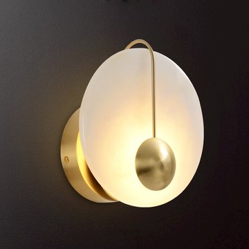 全銅現代新中式仿云石圓形客廳臥室鏡前裝飾壁燈美式簡約吸頂壁燈