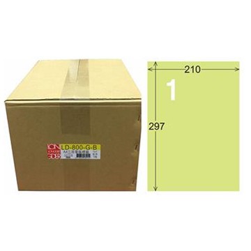 【龍德】A4三用電腦標籤 297x210mm 淺綠色 1000入 / 箱 LD-800-G-B【APP滿額下單10%點數(單一帳號最高5000點)】1/31止