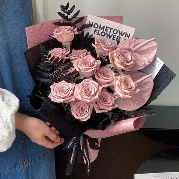 預購【LAMIE】黑粉星野沉光玫瑰花束 花束 閨密 情人節 母親節