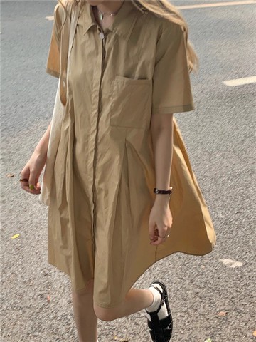 氣質短袖連衣裙女夏季年新款裙子法式韓版寬松顯瘦休閑短裙潮